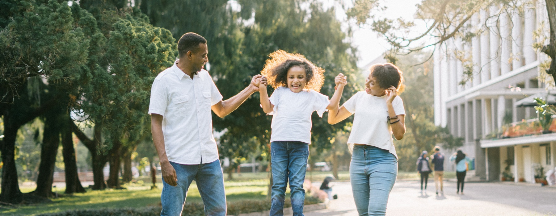 Family playing with children.